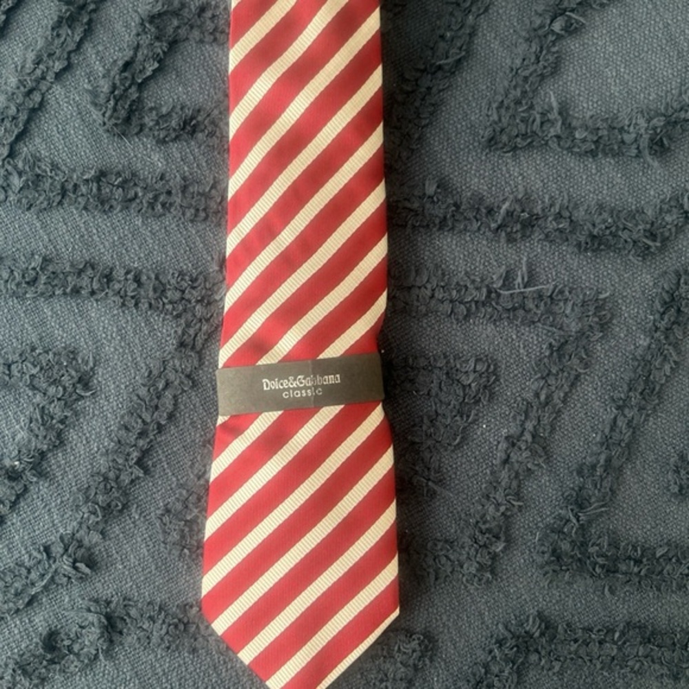 Dolce & Gabbana Classic Red and Silver Striped Tie